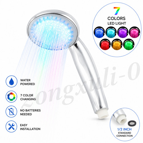 Water powered led - powered, shower